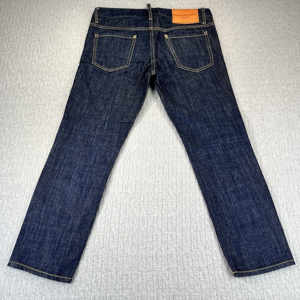 New DSQUARED2 Denim Jeans Women 36/32x25 Dark Blue Straight Leg Button Fly Italy